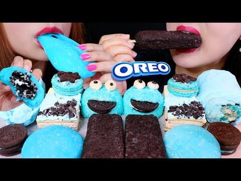 ASMR OREO ICE CREAM, BLUE OREO MOCHI, COTTON CANDY BURRITO, MACARON, SNOBALL 리얼사운드 먹방 | Kim&Liz ASMR