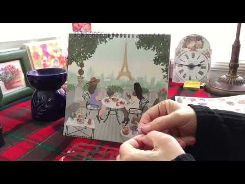 ASMR (no ads) Relaxing sticker book - Paris cafe. Soft spoken