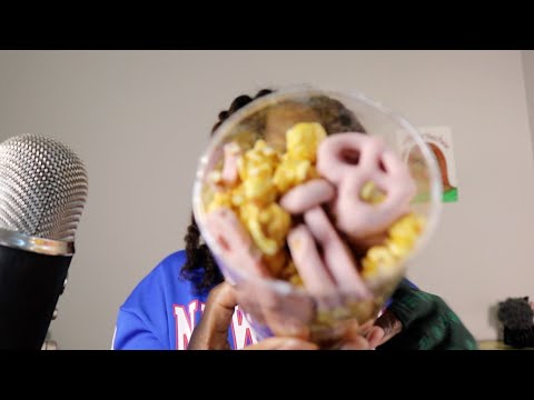 Valentines Pretzels And Popcorn Teat ASMR Eating Sounds