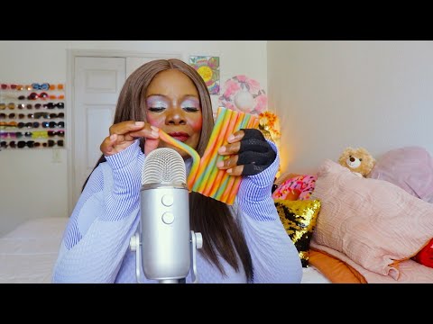 Sweet TARTS Chewy Gummies Twisted Rainbow Punch Ropes ASMR Eating Sounds