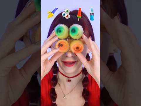 ASMR Gummy Jelly Banana, Gummy Eyeballs, Ice Cream, Candy Spray