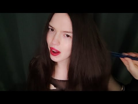 ASMR hair brush sounds soft-spoken & close-up