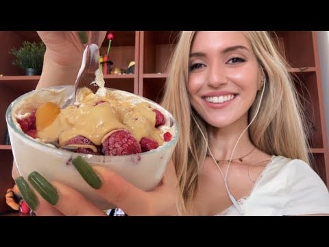 ASMR Eating a Yogurt Bowl! ~ Whispering About My Type in Dating ✨