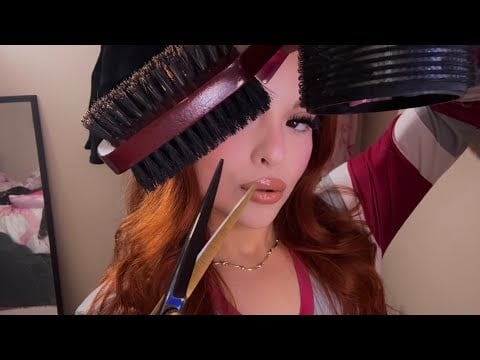 ASMR Hair Shop RP💈 Haircut, Brushing & Velcro Rollers 🎀