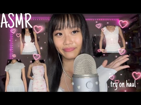 ASMR clothing try on haul !! 🎀༘⋆brandy melville,cotton on,SHEIN💞(fabric scratching + outfit ideas)