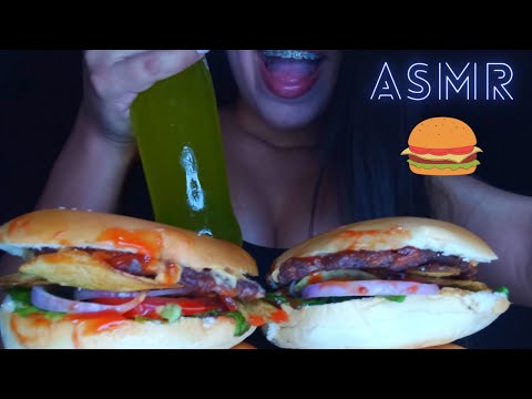 ASMR COMIENDO CONTIGO HAMBURGUESA 🍔 CRUJIENTE Y SUPER RELAJANTE (Mouth sounds)