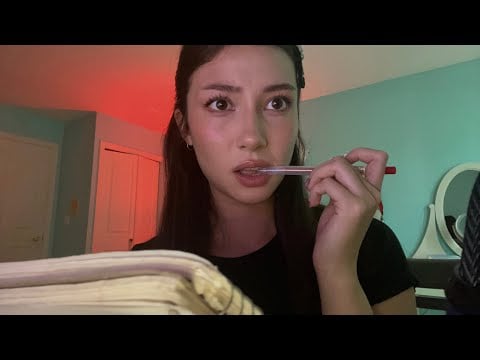 ASMR - asking you personal questions (ur kind of weird) (pen nibbling, whispering, tapping) 