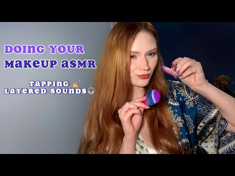 ASMR Doing your MAKEUP 🐝 [layered sounds, a lot of tapping💅]