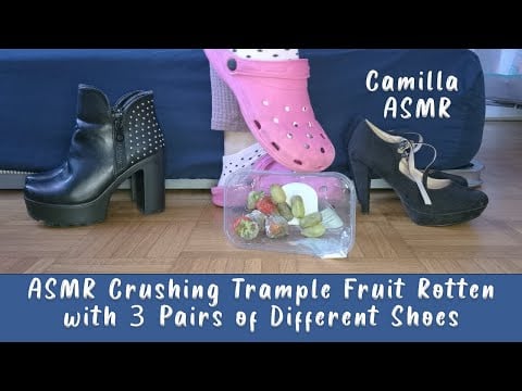 ASMR Crushing Trample Fruit Rotten with 3 Pairs of Different Shoes