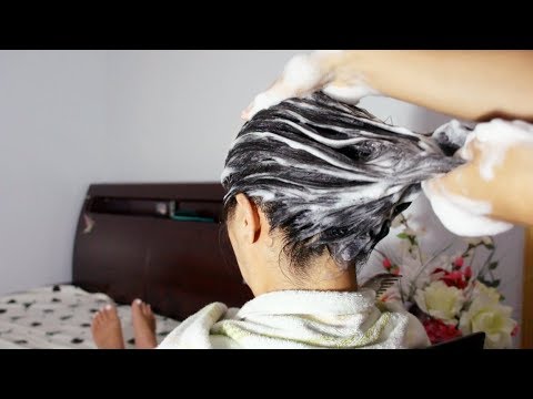 ASMR Shampoo + Scalp Scratching Massage (SUPER SATISFYING OMG)!! Brushing Wet Hair Included :)