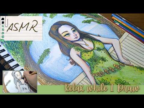 ASMR Coloring with Markers and Color Pencils No Talking Relax while I draw