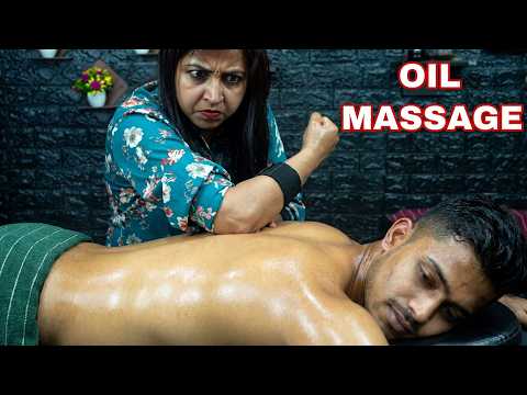 Lady Barber Chaitali Doing Male Body Massage With Mustard Oil | ASMR Satisfying Oily Body Massage