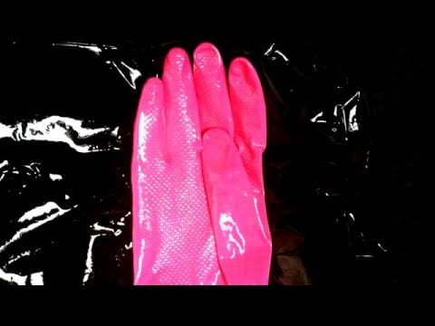 RUBBER GLOVES👏  OILED in🌸 PINK🌸🐰  [[ASMR]]
