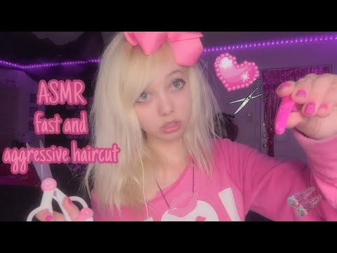 ASMR fast and aggressive haircut✂️🩷