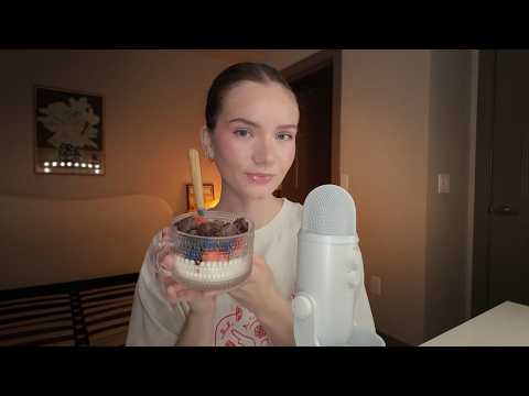 ASMR | eating a fruit yogurt parfait