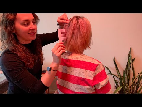 ASMR Tingly Hair Play Head Massage & Hair Styling ✨ Brushing, Curling, Teasing [Real Person ASMR]