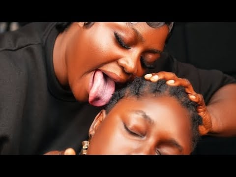 ASMR✨Sensual close Up fake spit painting,intense Neck,Ear, head & shoulder massage. Wet mouth sound.