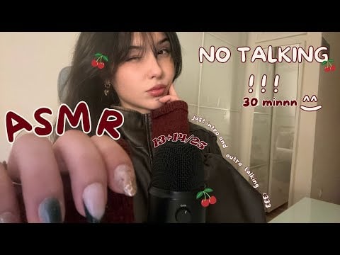 ASMR 14/25 🍒NO TALKING🍒 Fast & Aggressive Mouth Sounds +  Dry Hand Sounds + Leather Sounds + Visuals