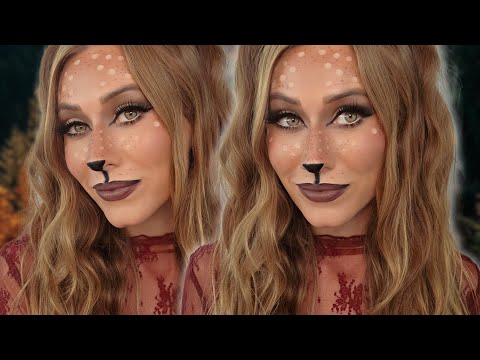 ASMR | Deer *Bambi* Halloween Makeup 🦌🤎 Whispered Voiceover with Gum Chewing 💭
