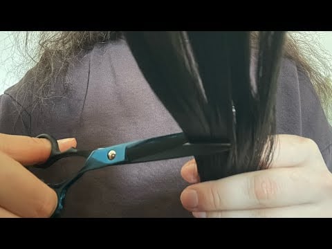 ASMR giving you a haircut 💇‍♀️real hair, brushing, sectioning & straightening your hair- no talking 