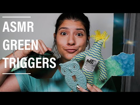 ASMR GREEN TRIGGERS | TAPPING AND SCRATCHING | ASMR COLOR SERIES