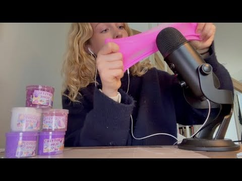 ASMR with slime 𑣲⋆🩷 (crinkles, charms, foam beads)