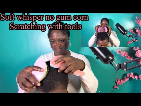 ASMR ✨Soft whisper only scalp scratching with tools, sensitive sound for sleep