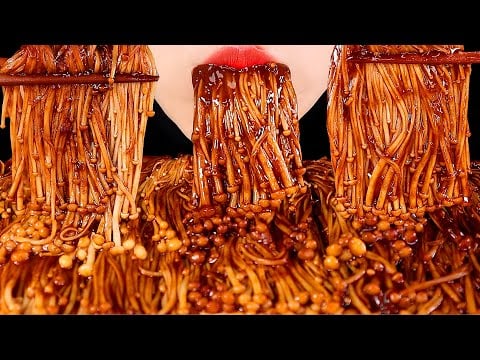 ENOKI MUSHROOMS ASMR JJAJANG ENOKI MUSHROOM MUKBANG ASMR NO TALKING