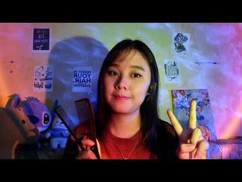 ASMR 2 Haircut Roleplay 💇‍♀️💈 Hair Brushing,Spraying,Scalp Scratching with Haircut Wooden Toy ✂