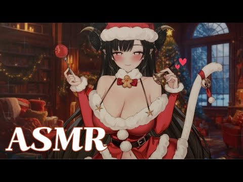 [3DIO/ASMR] 🎄 Christmas ASMR ✨🖤  Ear Licking Talking Kissing