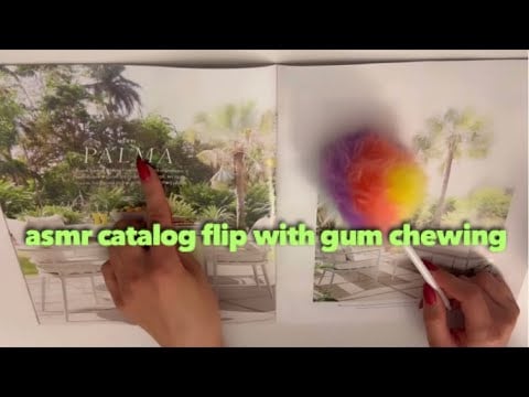 ASMR gum chewing catalog flip 🍃 🛋️ 🐚 (whisper)