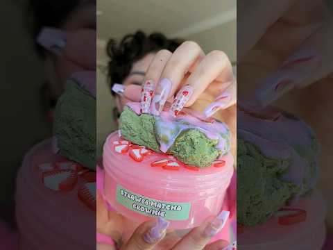 ASMR 🍓 Strawberry Matcha Slime ✨️🍵 #asmr #slimeasmr #slime