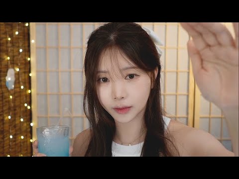 ASMR "잠이안와?"여름밤,잠못드는 동생 코오 재워주기ㅣ시원한 마사지와 잠이오는 귀청소,머리빗겨주기,가까이속삭임,발포비타민,단어반복Sleeping on a summer night