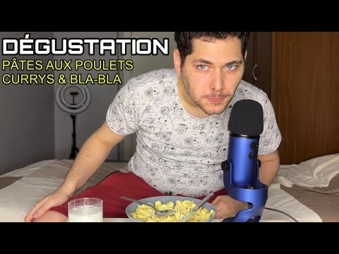 ASMR Français : DÉGUSTATION PÂTES AUX POULETS CURRYS & BLA-BLA 