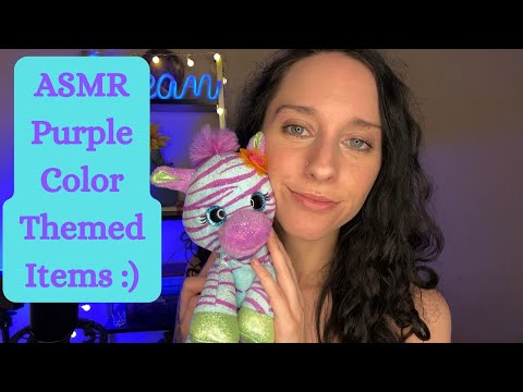 ASMR Color Themed Items💜scratching, tapping, crinkly, cardboard sounds