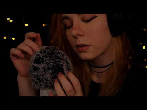 ASMR | Close Up Whispering & Soft Spoken - Fluffy Mic Scratching