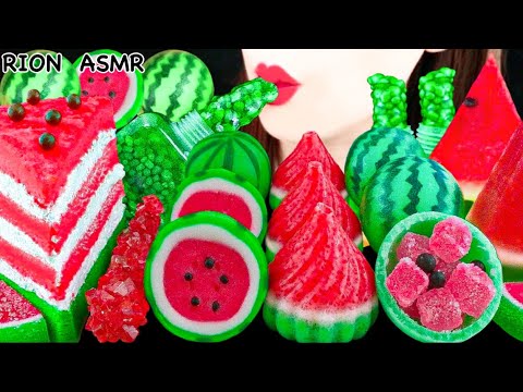 【ASMR】CRUNCHY HONEY JELLY,WATERMELON RICE CAKE,ROCK CANDY,WATERMELON WAFERS MUKBANG 먹방 EATING SOUNDS