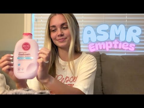 ASMR tapping & scratching on empties (rain sounds & whisper rambling)