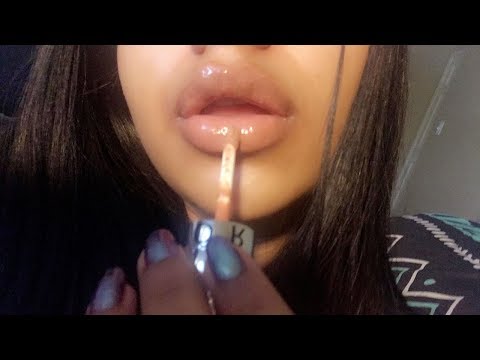 ASMR Up Close Lipgloss Application + Mouth Sounds (kisses/tapping/no talking)