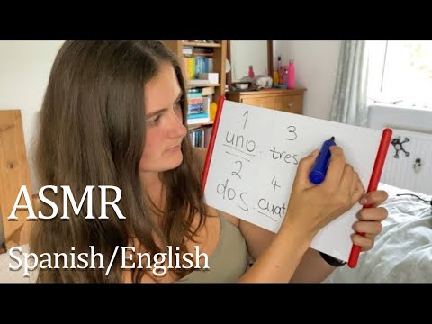 [ASMR] Señorita ASMR teaches you spanish words | Whiteboard sounds | Spanish/English