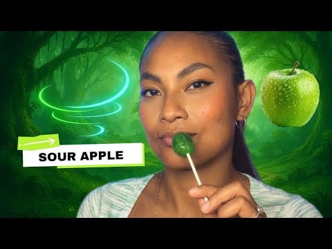 ASMR Eating A Sour Apple Blow Pop With Chewing Gum Video Loop For Relaxation And Sleep