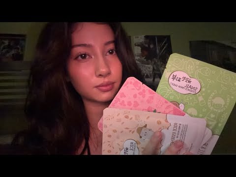 ASMR doing your nighttime skincare routine ✨ (plucking, eyebrow trimming, mouth sounds)