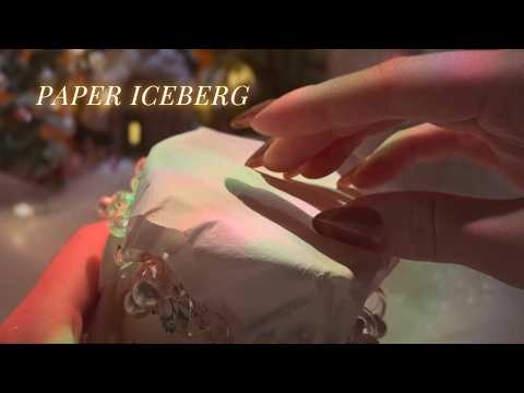 ASMR Paper Iceberg📜  Addictive Crunchy Tingle Sounds🧊 (with BGM)