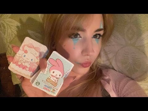 ASMR | awkward clown girl shows you her sanrio cards 