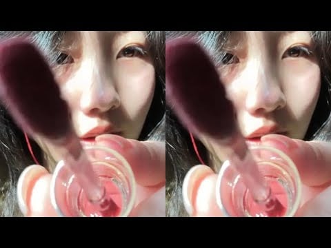 ASMR spitting in sun painting with lip gloss #asmr #lipstick