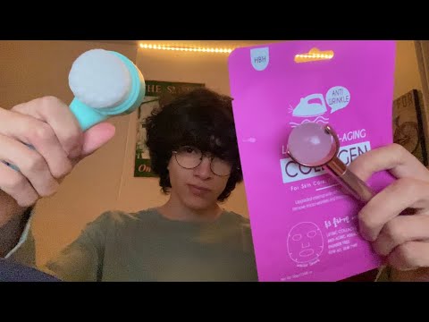 ASMR doing your skin care