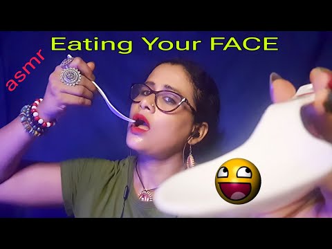 Asmr Eating Your Face With PLASTIC Spoon & Fork 🍴(Mouth Sound) | Asmr Ghosal | face touching asmr