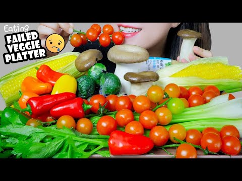 ASMR FAILED VEGGIE PLATTER (TOMATO , BELL PEPPER, CORN ) CRUNCHY EATING SOUNDS | LINH-ASMR