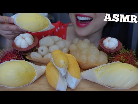 ASMR TROPICAL FRUIT PLATTER *DURIAN + RAMBUTAN + LONGON (EATING SOUNDS) NO TALKING | SAS-ASMR