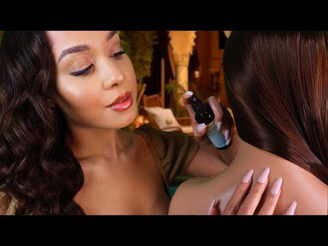 ASMR Spa Back Massage, Back Scratching, Nape Of The Neck Tracing & Hair Play | Roleplay For Sleep